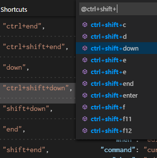 Key bindings quick outline